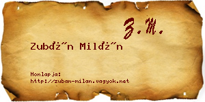 Zubán Milán névjegykártya